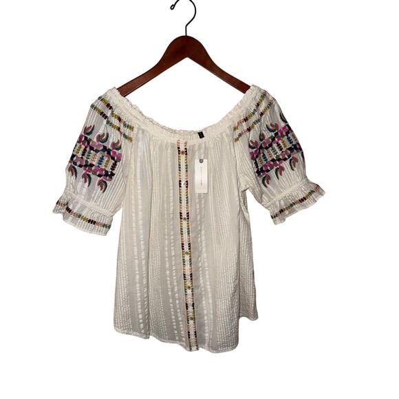 Anthropologie Akemi + Kin Boho Embroidered Top size 0 NWT 100% cotton XS - Picture 13 of 16